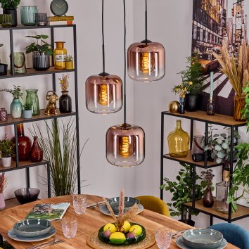 Lauden Hängeleuchte Glas 20 cm Klar, Kupferfarben, 3-flammig