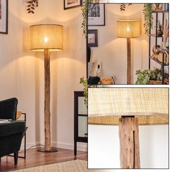 Sabadim Stehleuchte 40 cm Naturfarben, Schwarz, 1-flammig