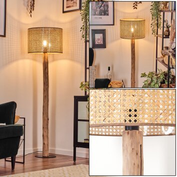 Barcos Stehleuchte 40 cm Naturfarben, Schwarz, 1-flammig