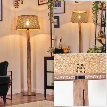 Barcos Stehleuchte 45 cm Naturfarben, Schwarz, 1-flammig