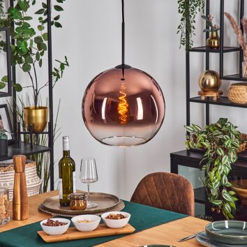 Koyoto Hängeleuchte Glas 30 cm Klar, Kupferfarben, 1-flammig