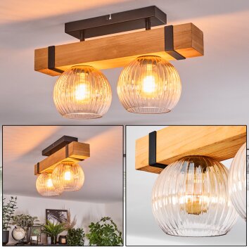 Sernadelo Deckenleuchte Glas 15 cm Naturfarben, Schwarz, 2-flammig