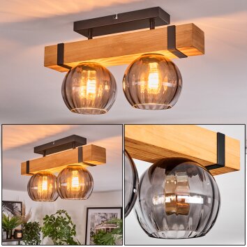 Sernadelo Deckenleuchte Glas 15 cm Naturfarben, Schwarz, 2-flammig