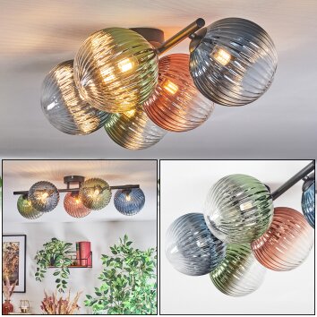 Chehalis Deckenleuchte Glas 15 cm Blau, Grün, Klar, Kupferfarben, 5-flammig