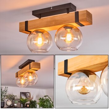 Sernadelo Deckenleuchte Glas 15 cm Naturfarben, Schwarz, 2-flammig