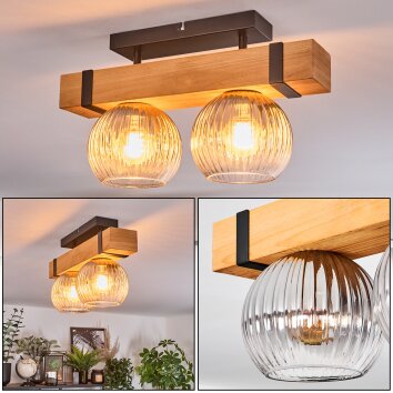 Sernadelo Deckenleuchte Glas 15 cm Naturfarben, Schwarz, 2-flammig