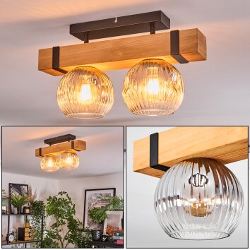 Sernadelo Deckenleuchte Glas 15 cm Naturfarben, Schwarz, 2-flammig