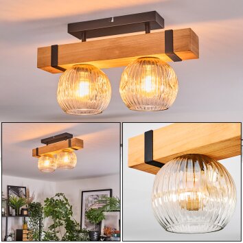 Sernadelo Deckenleuchte Glas 15 cm Naturfarben, Schwarz, 2-flammig