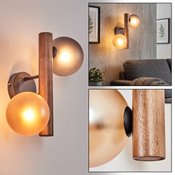 Lorin Wandleuchte Dunkelbraun, Naturfarben, Schwarz, 2-flammig