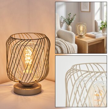 Narla Tischleuchte Sandfarben, Weiß, 1-flammig