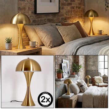 Garil Tischleuchte 2-er Set Messing, 1-flammig