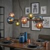 Chehalis Pendelleuchte Glas 10 cm, 12 cm, 15 cm Blau, Grün, Kupferfarben, 8-flammig
