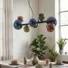 Chehalis Pendelleuchte Glas 10 cm, 12 cm, 15 cm Blau, Grün, Kupferfarben, 8-flammig