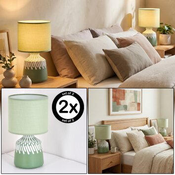 Mirvel Tischleuchte 2-er Set Grün, Weiß, 1-flammig