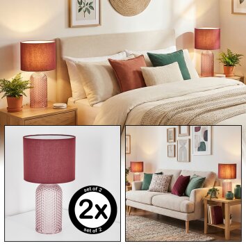 Fonil Tischleuchte 2-er Set Rosa, Transparent, Klar, 1-flammig
