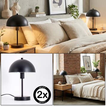 Veltri Tischleuchte 2-er Set Schwarz, 1-flammig