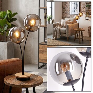 Jomin Tischleuchte Naturfarben, Schwarz, 2-flammig