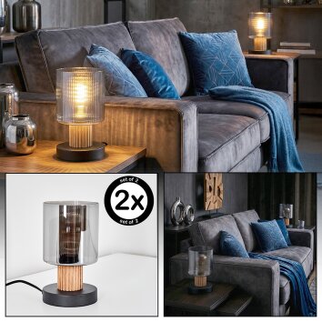 Mador Tischleuchte 2-er Set Naturfarben, Schwarz, 1-flammig