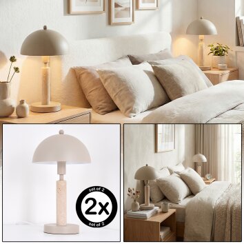 Golam Tischleuchte 2-er Set Beige, Sandfarben, 1-flammig