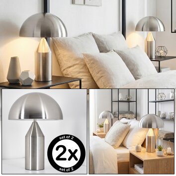 Rilon Tischleuchte 2-er Set Nickel-Matt, 2-flammig
