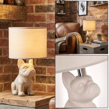 Harol Tischleuchte Chrom, Sandfarben, 1-flammig