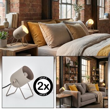 Horen Tischleuchte 2-er Set Sandfarben, 1-flammig