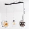 Koyoto Hängeleuchte Glas 30 cm Bernsteinfarben, Chrom, Klar, Rauchfarben, 3-flammig