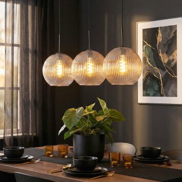 Koyoto Hängeleuchte Glas 30 cm Bernsteinfarben, Klar, 3-flammig