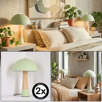 Forgek Tischleuchte 2-er Set Grün, Steinoptik, 1-flammig