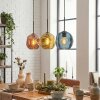 Ripoll Hängeleuchte Glas 20 cm Blau, Gold, Kupferfarben, 3-flammig
