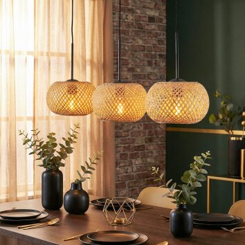 Bauro Hängeleuchte 20 cm Naturfarben, 3-flammig