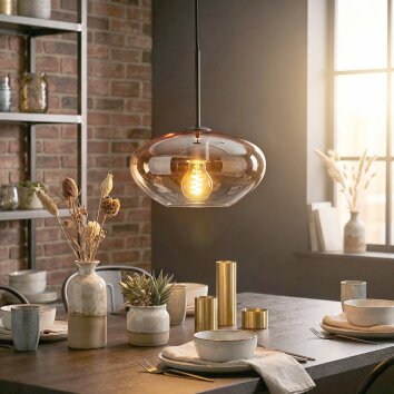 Mertola Hängeleuchte Glas 25 cm Bernsteinfarben, Klar, 1-flammig