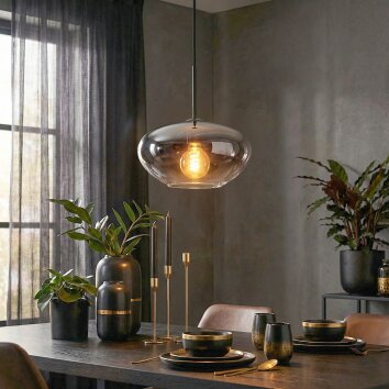 Mertola Hängeleuchte Glas 30 cm Klar, Rauchfarben, 1-flammig