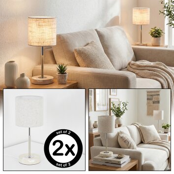 Ganik Tischleuchte 2-er Set Chrom, Cremefarben, Sandfarben, 1-flammig