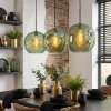 Ripoll Hängeleuchte Glas 30 cm Grün, 3-flammig