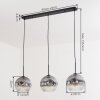 Ripoll Hängeleuchte Glas 25 cm Klar, Rauchfarben, 3-flammig