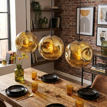 Ripoll Hängeleuchte Glas 30 cm Gold, 3-flammig