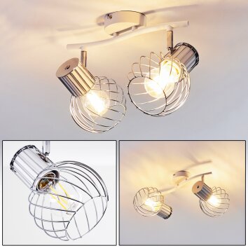 Barakaldo Deckenleuchte Chrom, Weiß, 2-flammig