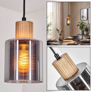 Mador Hängeleuchte Naturfarben, Schwarz, 1-flammig