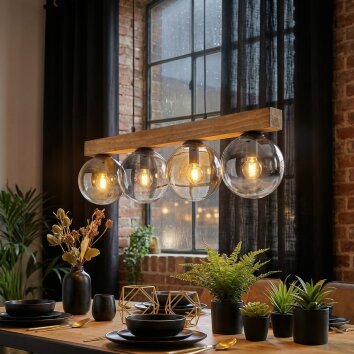 Gastor Hängeleuchte Glas 15 cm Naturfarben, Schwarz, 4-flammig