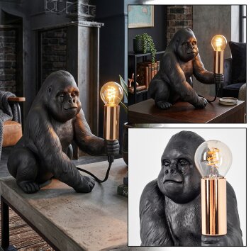 Zarik Tischleuchte Kupferfarben, Schwarz, 1-flammig