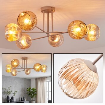 Ripoll Deckenleuchte Glas 15 cm Sandfarben, 6-flammig