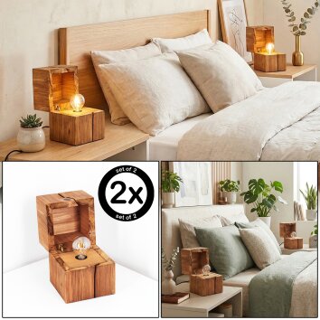 Mirala Tischleuchte 2-er Set LED Naturfarben, 1-flammig