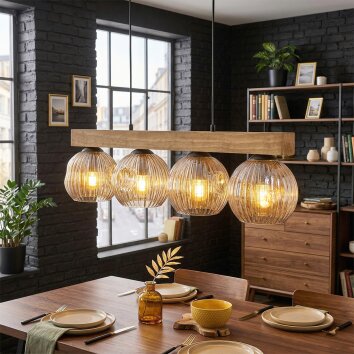 Ripoll Hängeleuchte Glas 15 cm Naturfarben, Schwarz, 4-flammig
