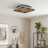 Velani LED Deckenleuchte Holz eckig mit Holzlamellen und Filz, flach