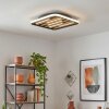 Velani LED Deckenleuchte Holz eckig mit Holzlamellen und Filz, flach