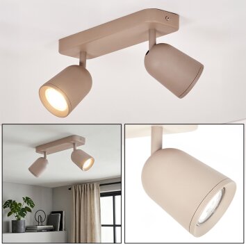 Lemak LED Deckenleuchte sandfarben, 2-flammig mit dreh- und schwenkbaren Spots