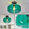 Retro-Deckenleuchte Boza mit dunkelgrünem Glasschirm, sichtbare E27-Fassung, ø 28 cm