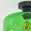 Retro-Deckenleuchte Boza mit bauchigem grünem Glasschirm, ø 28 cm, E27