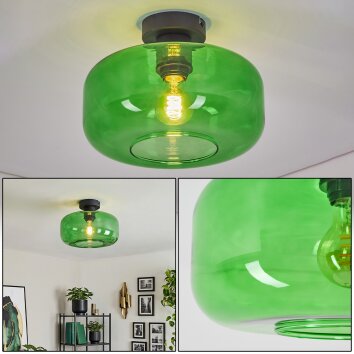 Boza Retro Deckenlampe mit grünem Glasschirm Ø 28 cm, E27, Vintage